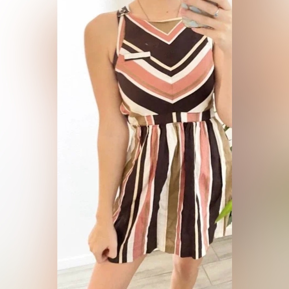 Cooperative|Urban Outfitters Boho Linen striped dress,open back, Lagenlook/Artsy - Picture 2 of 13